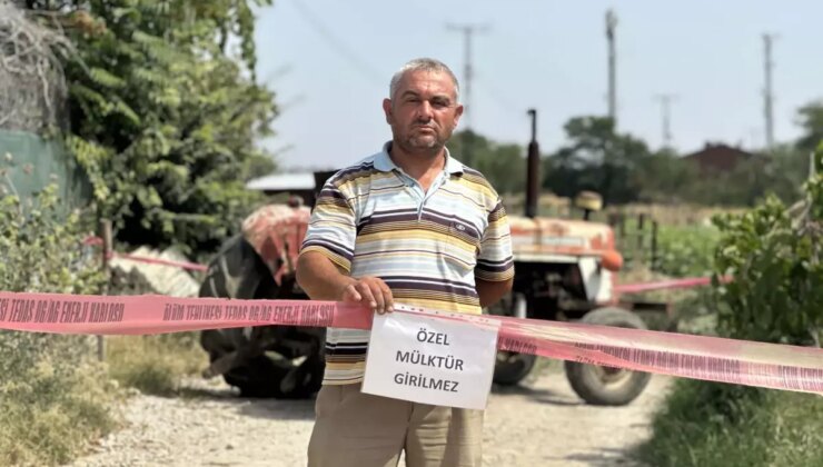 Edirne’de Tapulu Yere Giren Yolu Kapattı
