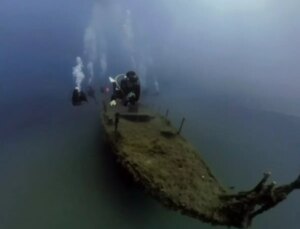 Keşan’da batık gemi dalgıçlar tarafından görüntülendi