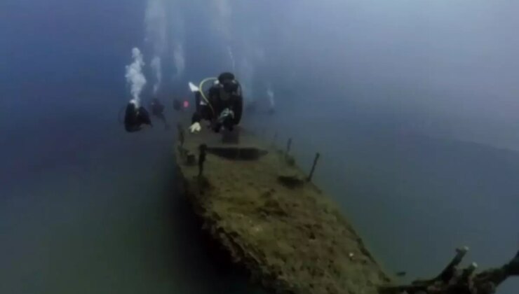 Keşan’da batık gemi dalgıçlar tarafından görüntülendi