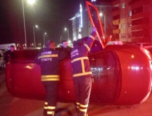 Edirne’de Araba Kazası: Araç Yan Yattı