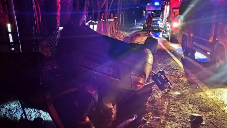 Keşan’da takla atan arabada 5 kişi yaralandı