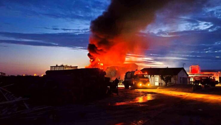 Edirne’de kereste fabrikasında çıkan yangın