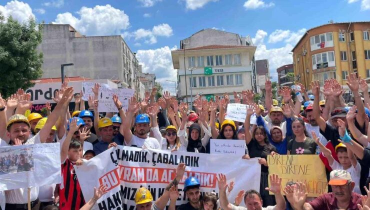 Maaşlarını alamadıklarını tez eden madenciler aileleriyle yürüdü
