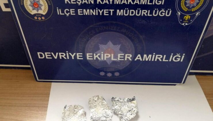 Keşan’da polisin üst araması yaptığı şüpheliden uyuşturucu ele geçirildi