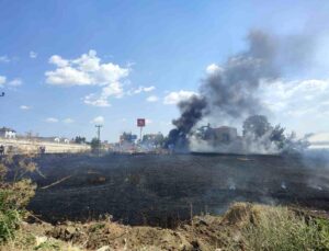 Keşan’da buğday tarlasında çıkan yangın akaryakıt istasyonuna sıçramadan söndürüldü